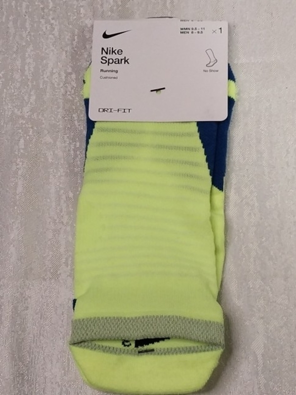 Nike Spark No-Show Running Socks — Volt and Blue